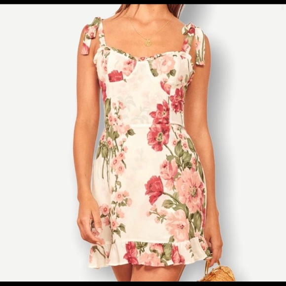 Reformation Christine floral mini Dress 2 - Picture 2 of 6